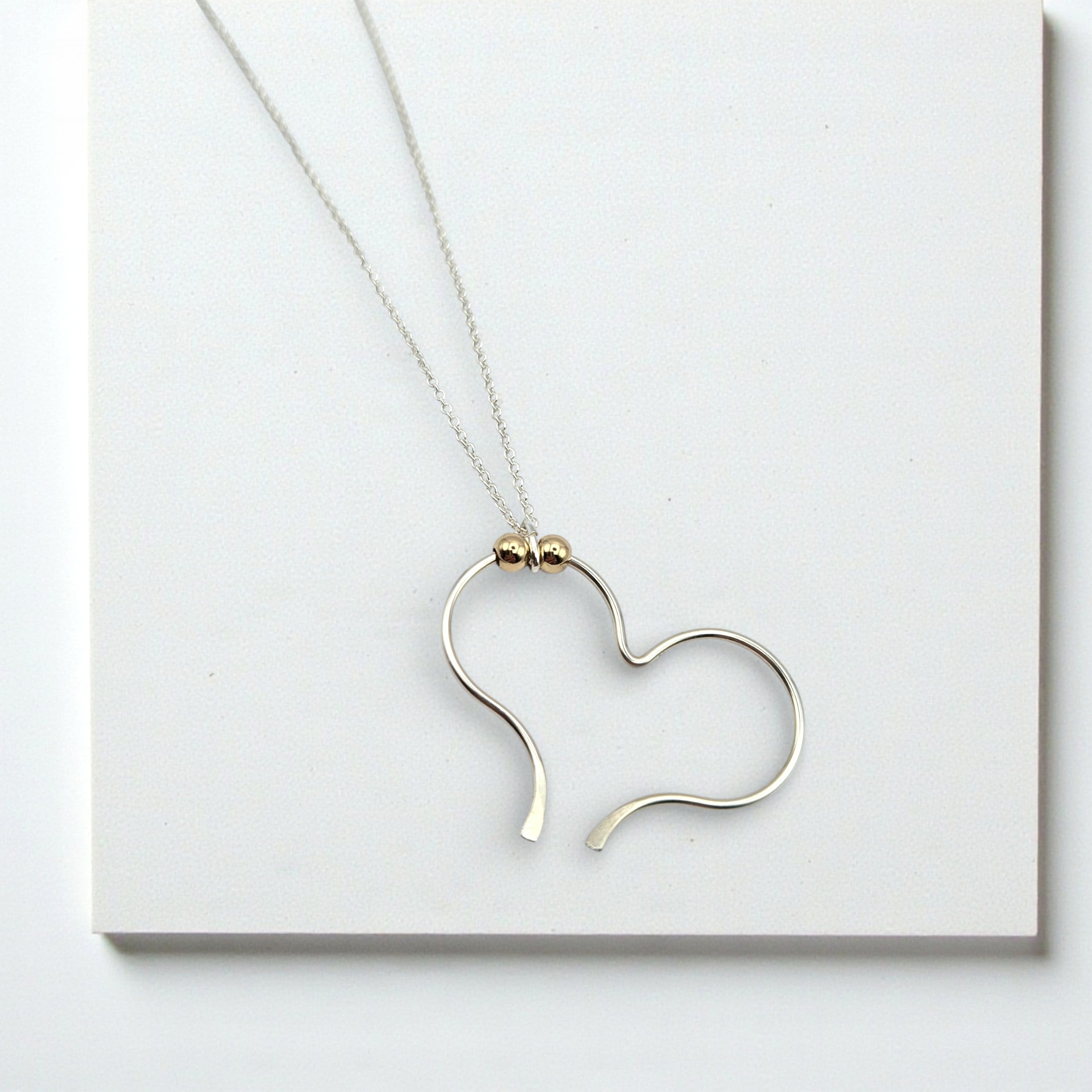 Open Heart Necklace - Silver & Gold Necklace Bijou by SAM