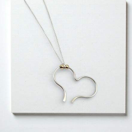 Open Heart Necklace - Silver & Gold Necklace Bijou by SAM