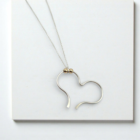 Open Heart Necklace - Silver & Gold Necklace Bijou by SAM
