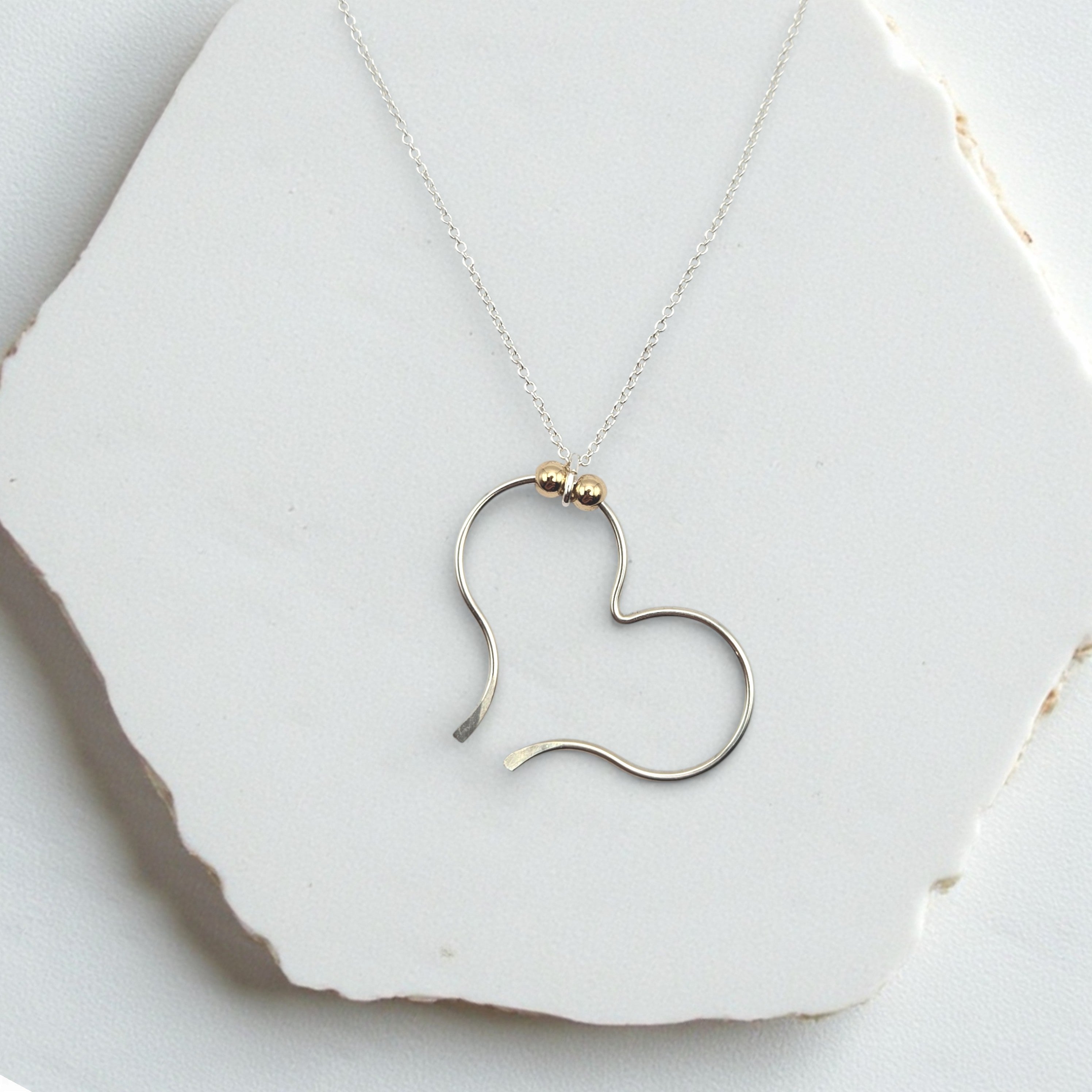 Open Heart Necklace - Silver & Gold Necklace Bijou by SAM