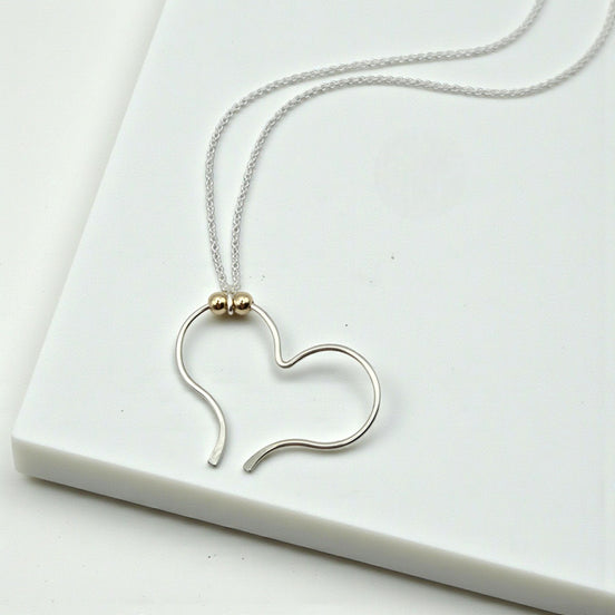 Open Heart Necklace - Silver & Gold Necklace Bijou by SAM