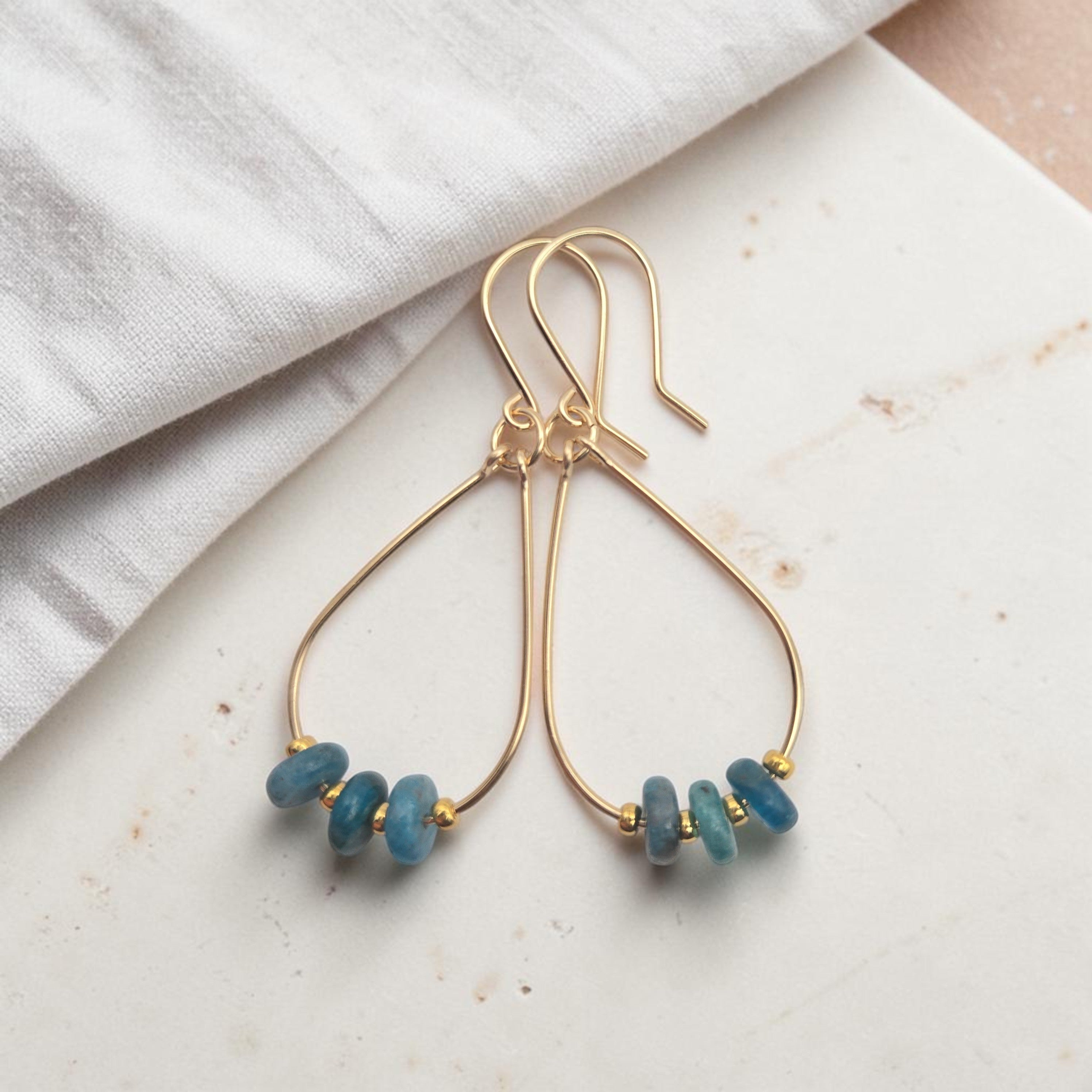 Deep Sky Teardrop Hoop Earring