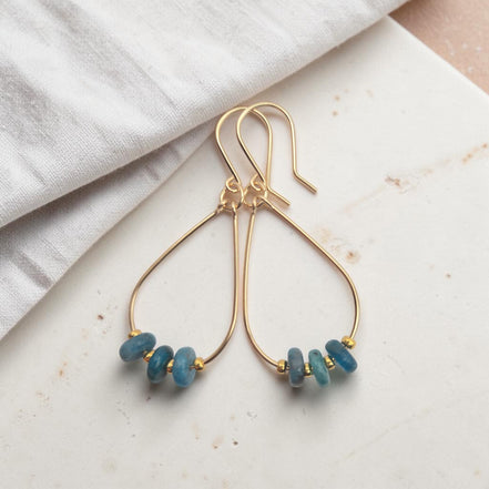Deep Sky Teardrop Hoop Earring