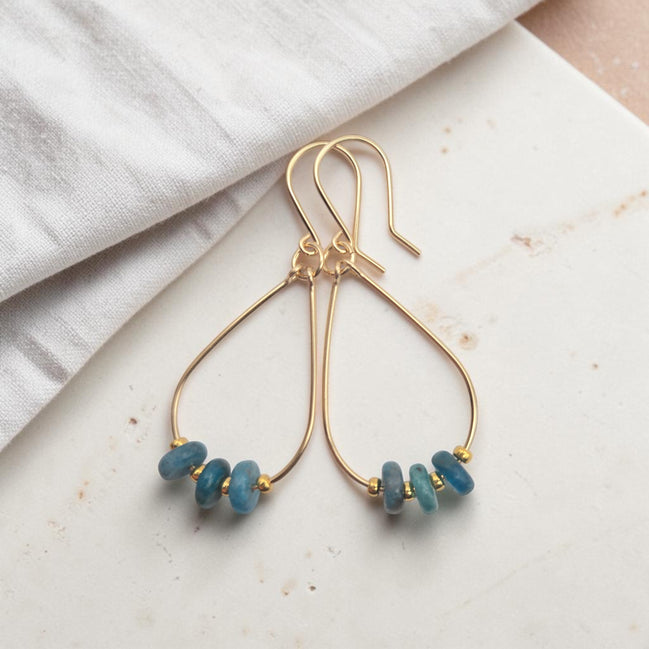 Deep Sky Teardrop Hoop Earring