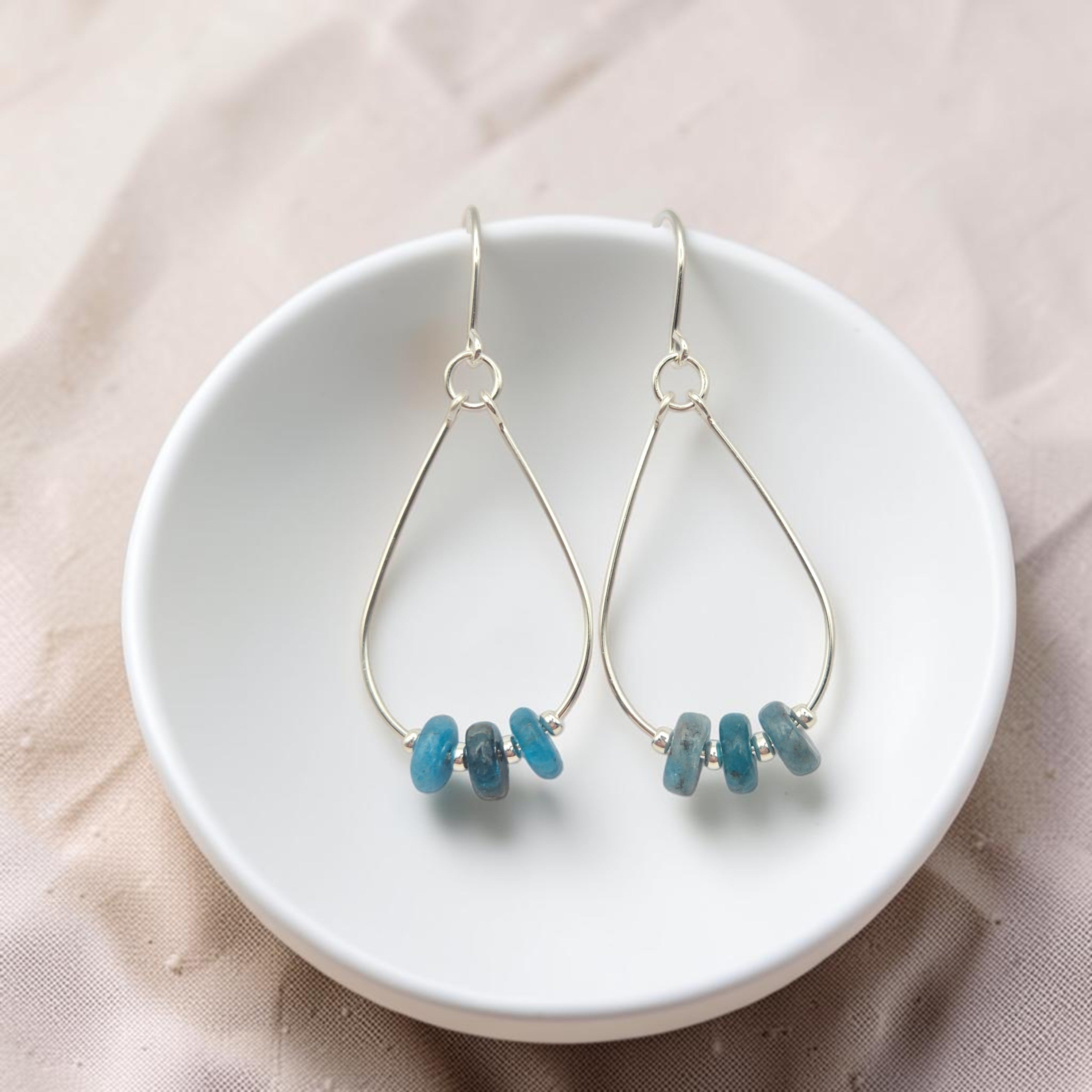 Deep Sky Teardrop Hoop Earring