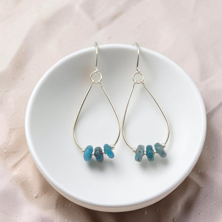 Deep Sky Teardrop Hoop Earring