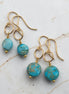 Coin - Gold and Turquoise Dangle Earrings