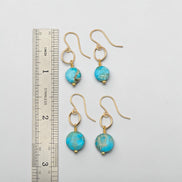 Coin - Gold and Turquoise Dangle Earrings