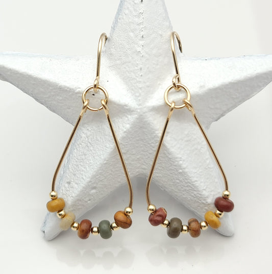 Lane - Gold & Red Creek Jasper Earrings Bijou by SAM   