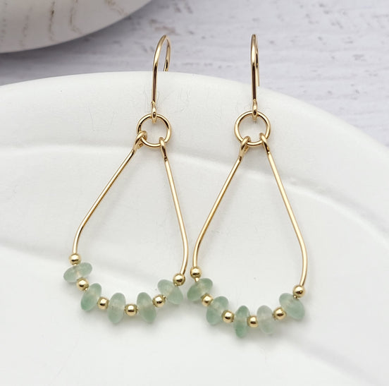 Lane - Gold & Green Aventurine Earrings Bijou by SAM Gold Fill