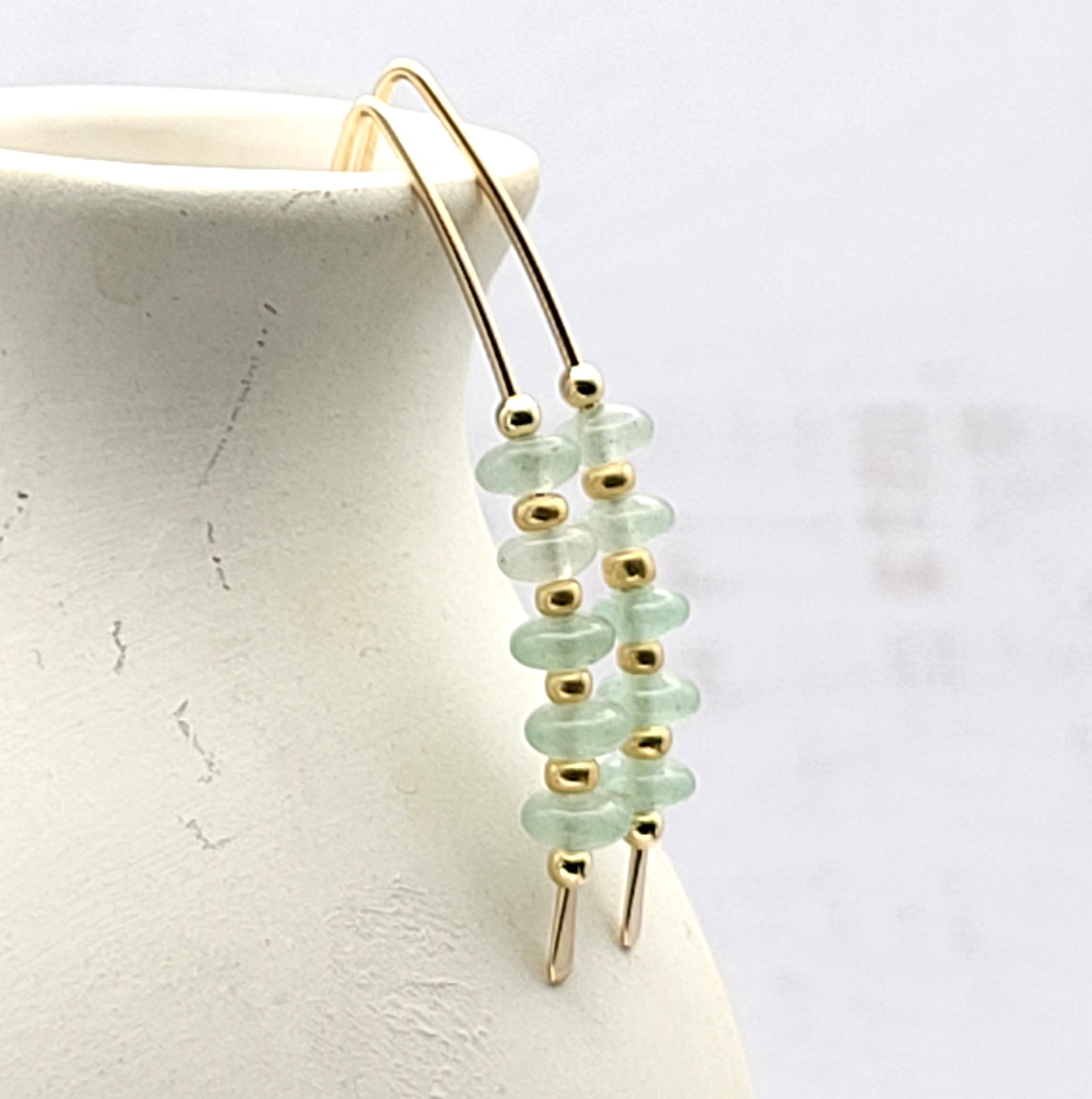 Wish - Gold & Green Aventurine Earrings Bijou by SAM   