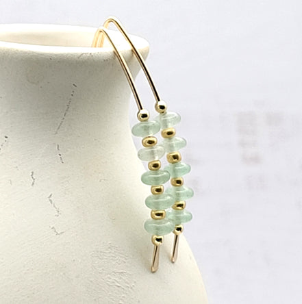 Wish - Gold & Green Aventurine Earrings Bijou by SAM   