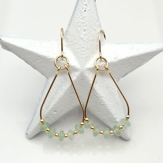 Lane - Gold & Green Aventurine Earrings Bijou by SAM   