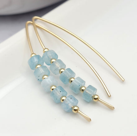 Wish - Gold & Aquamarine Earrings Bijou by SAM   