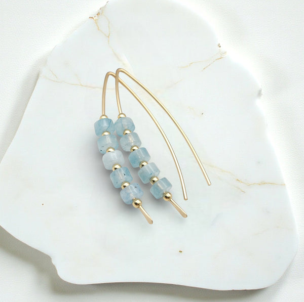 Wish - Gold & Aquamarine Earrings Bijou by SAM