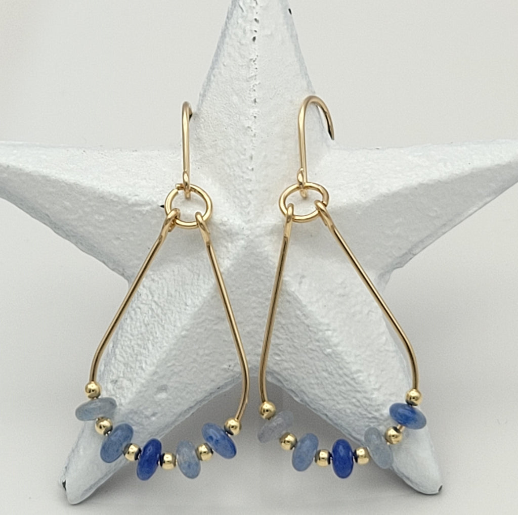 Lane - Gold & Blue Aventurine Earrings Bijou by SAM   
