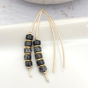 Wish - Gold & Black Jasper Earrings Bijou by SAM   