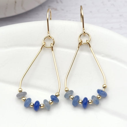 Lane - Gold & Blue Aventurine Earrings Bijou by SAM Gold Fill