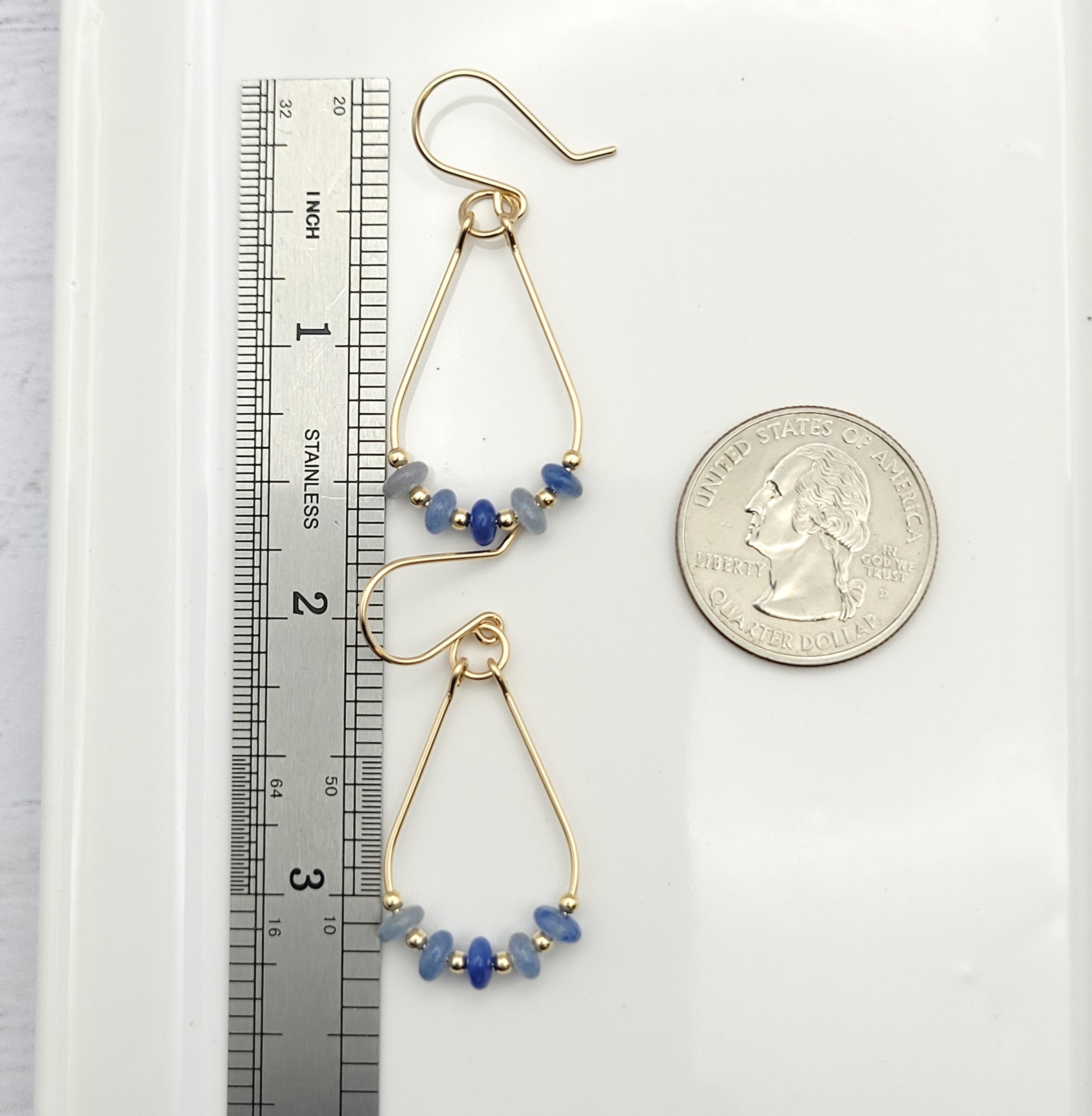 Lane - Gold & Blue Aventurine Earrings Bijou by SAM   