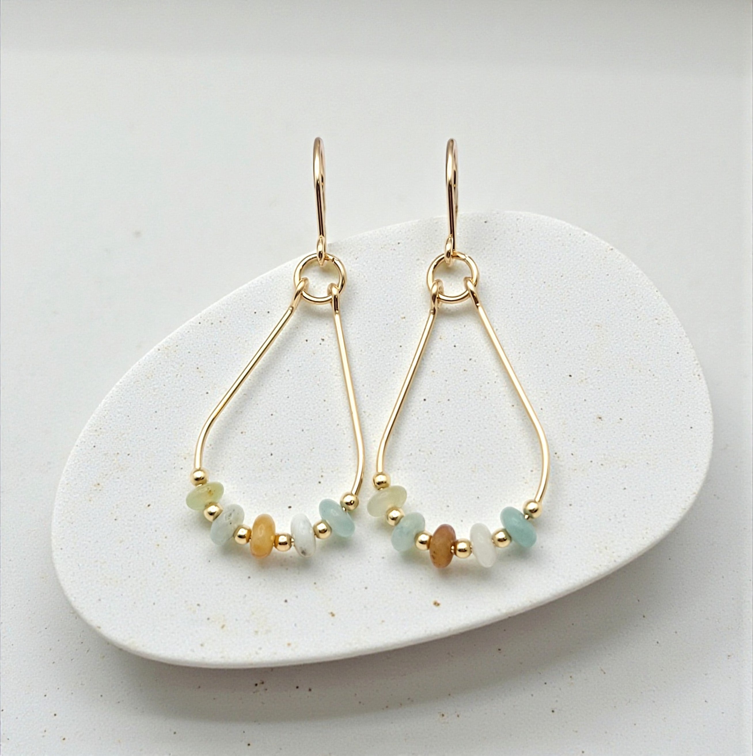 Lane - Gold & Amazonite Earrings Bijou by SAM