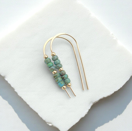 Cheval - Gold & Turquoise Earrings Etsy
