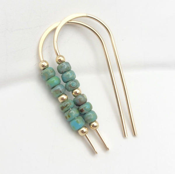 Cheval - Gold & Turquoise Earrings Etsy   