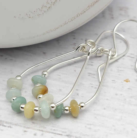 Lane - Silver & Amazonite Earrings Bijou by SAM   