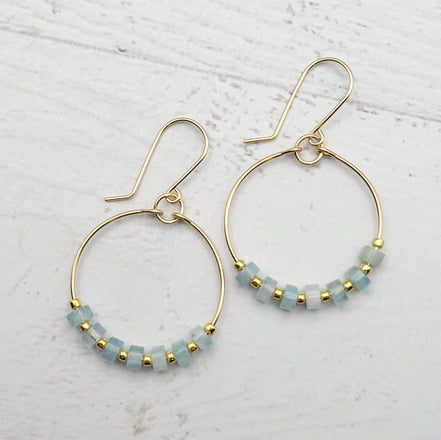 Boho - Gold & Aquamarine Earrings Bijou by SAM   