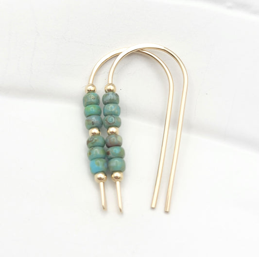 Cheval - Gold & Turquoise Earrings Etsy   