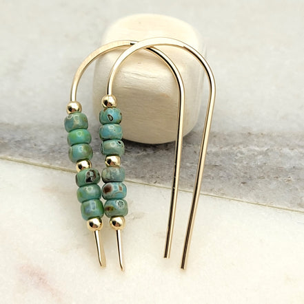 Cheval - Gold & Turquoise Earrings Etsy   