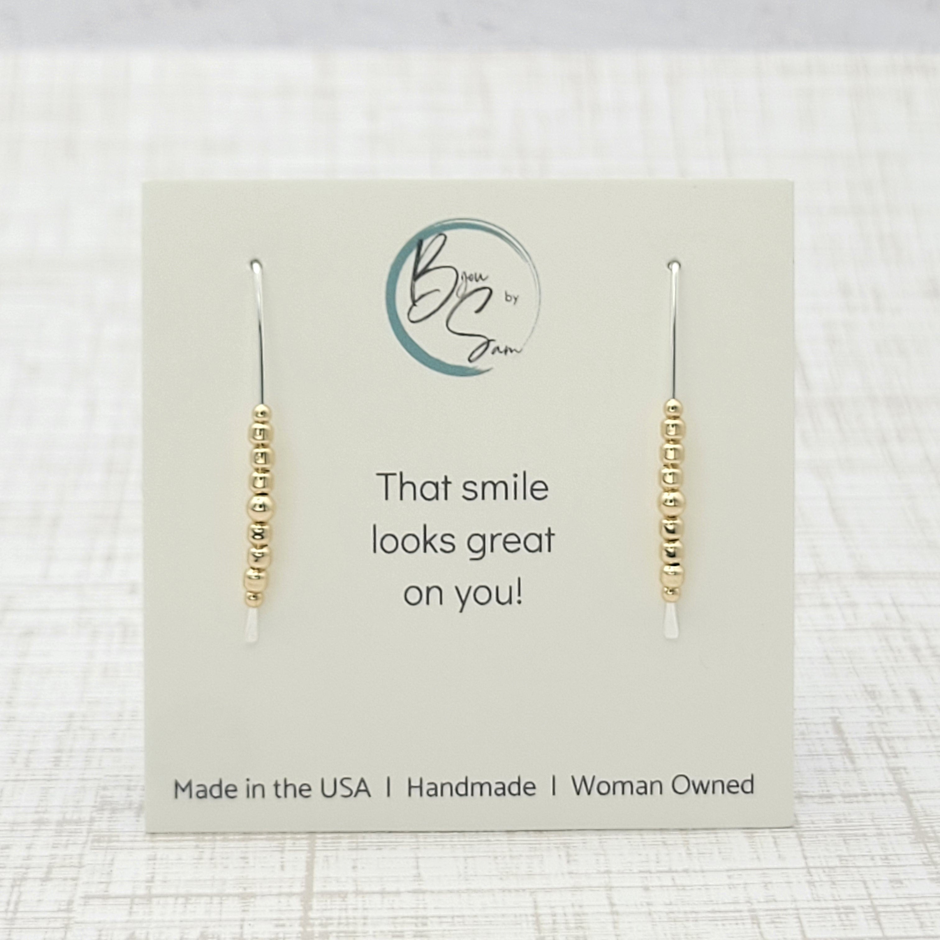 Wish - Silver with Gold Beads Earrings Bijou by SAM   