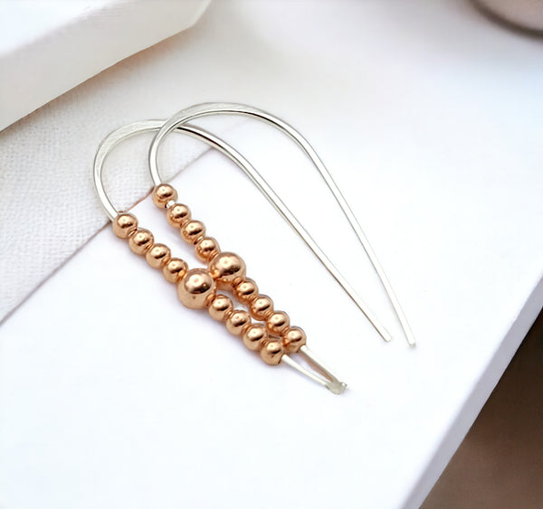 Cheval - Silver & Copper Threaders Earrings Bijou by SAM   