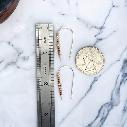 Cheval - Silver & Copper Threaders Earrings Bijou by SAM   