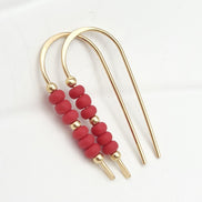 Cheval - Gold & Red Beads Earrings Etsy   