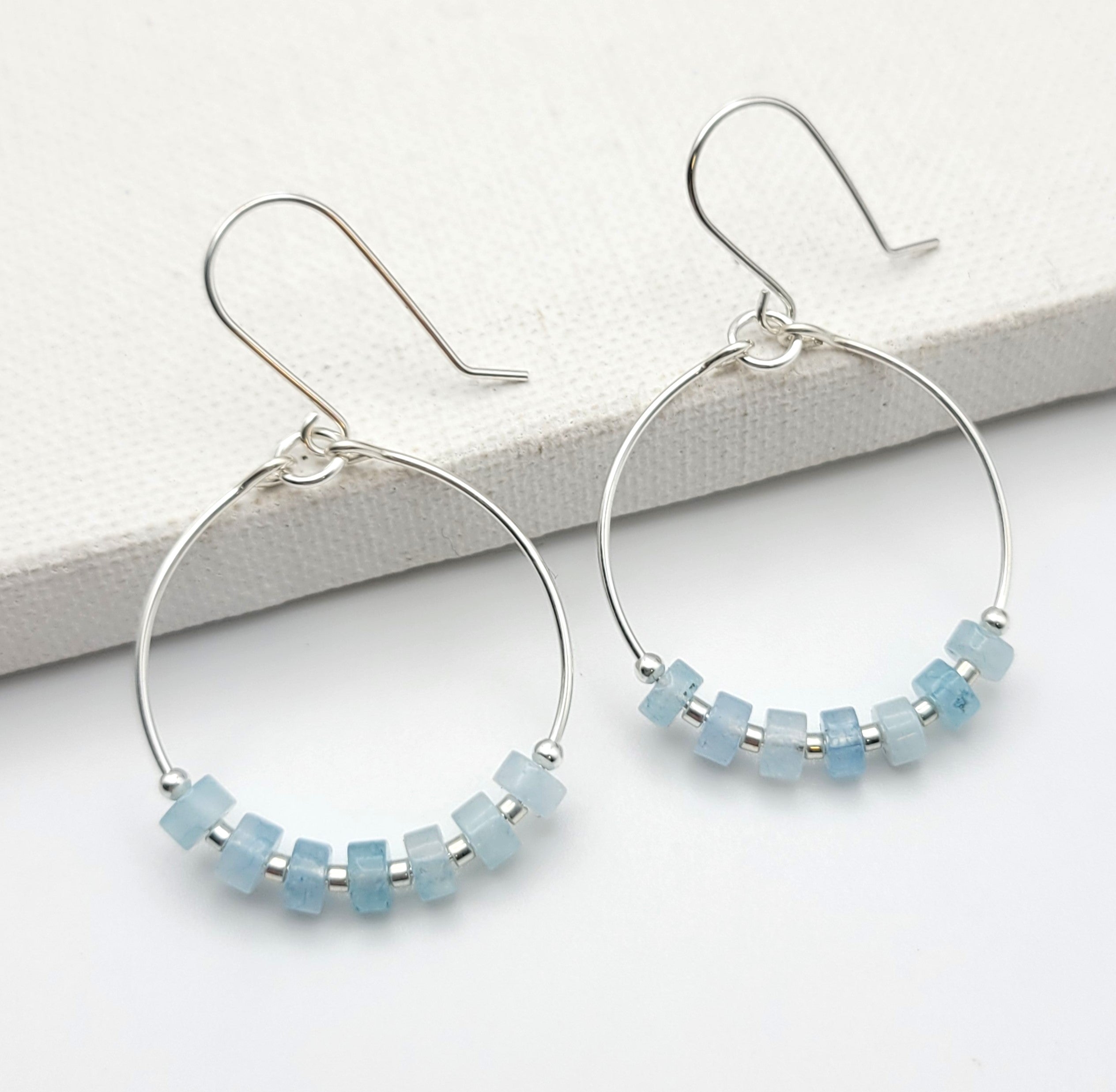 Boho - Silver & Aquamarine Earrings Bijou by SAM   