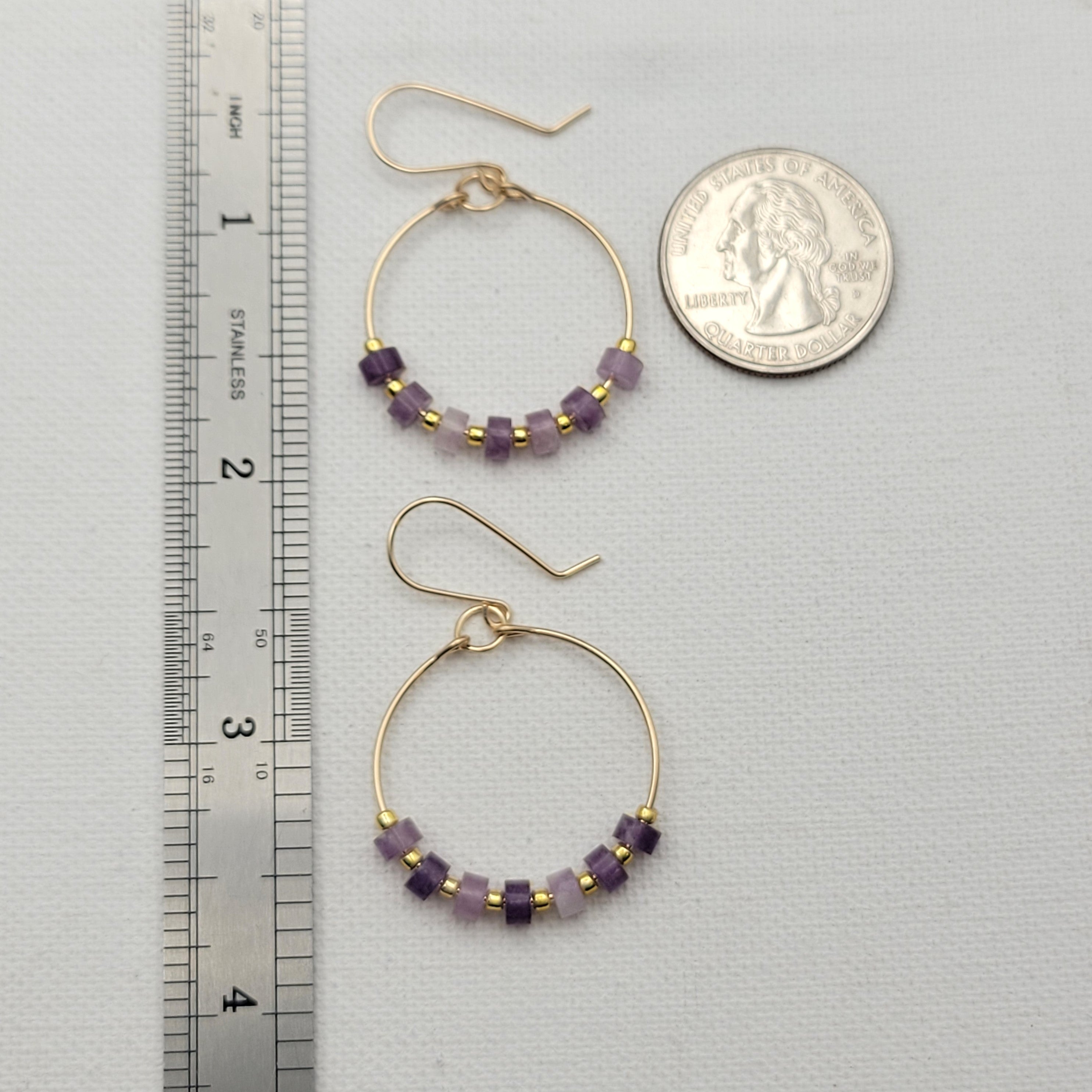 Boho Hoops - Gold & Amethyst Earrings Bijou by SAM   