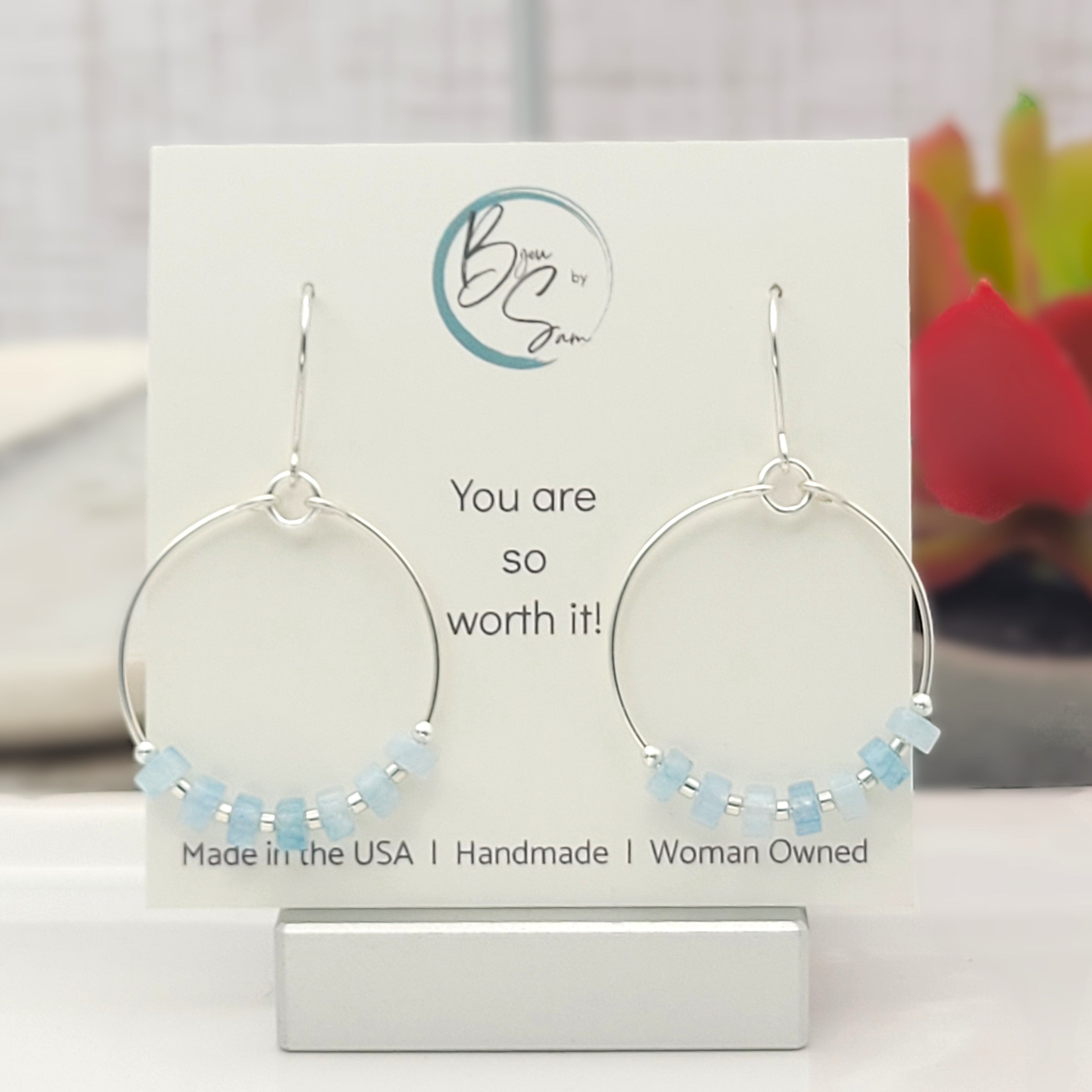 Boho - Silver & Aquamarine Earrings Bijou by SAM   