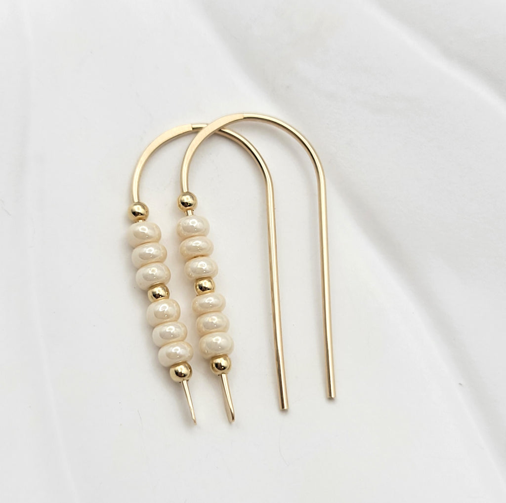 Cheval - Gold & Pearl Luster Earrings Etsy   
