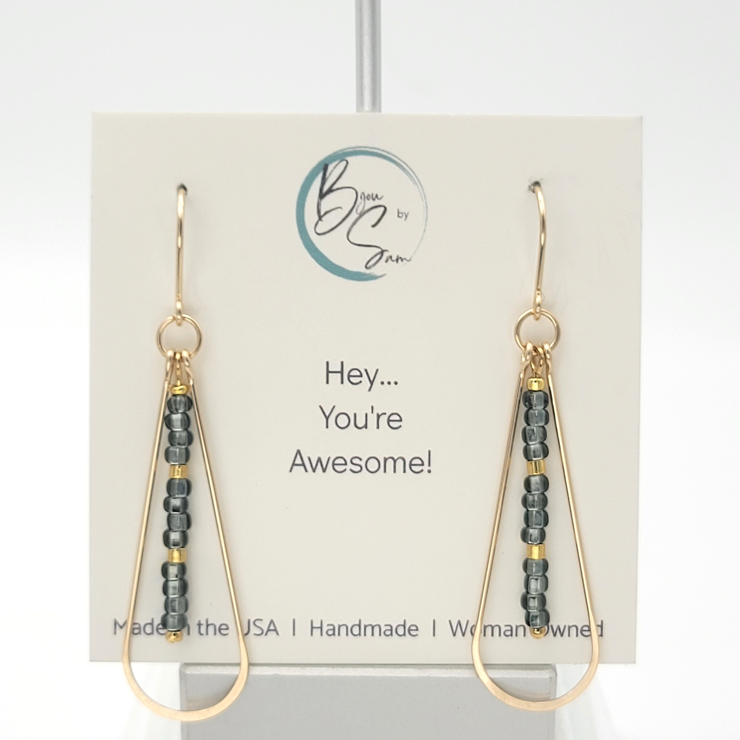 Harley - Gold & Smokey Quartz Earrings Bijou by SAM   