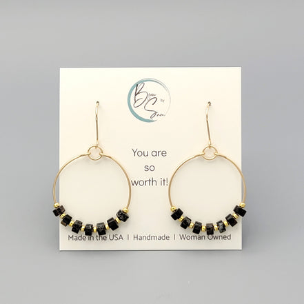 Boho Hoops - Gold & Black Earrings Bijou by SAM   