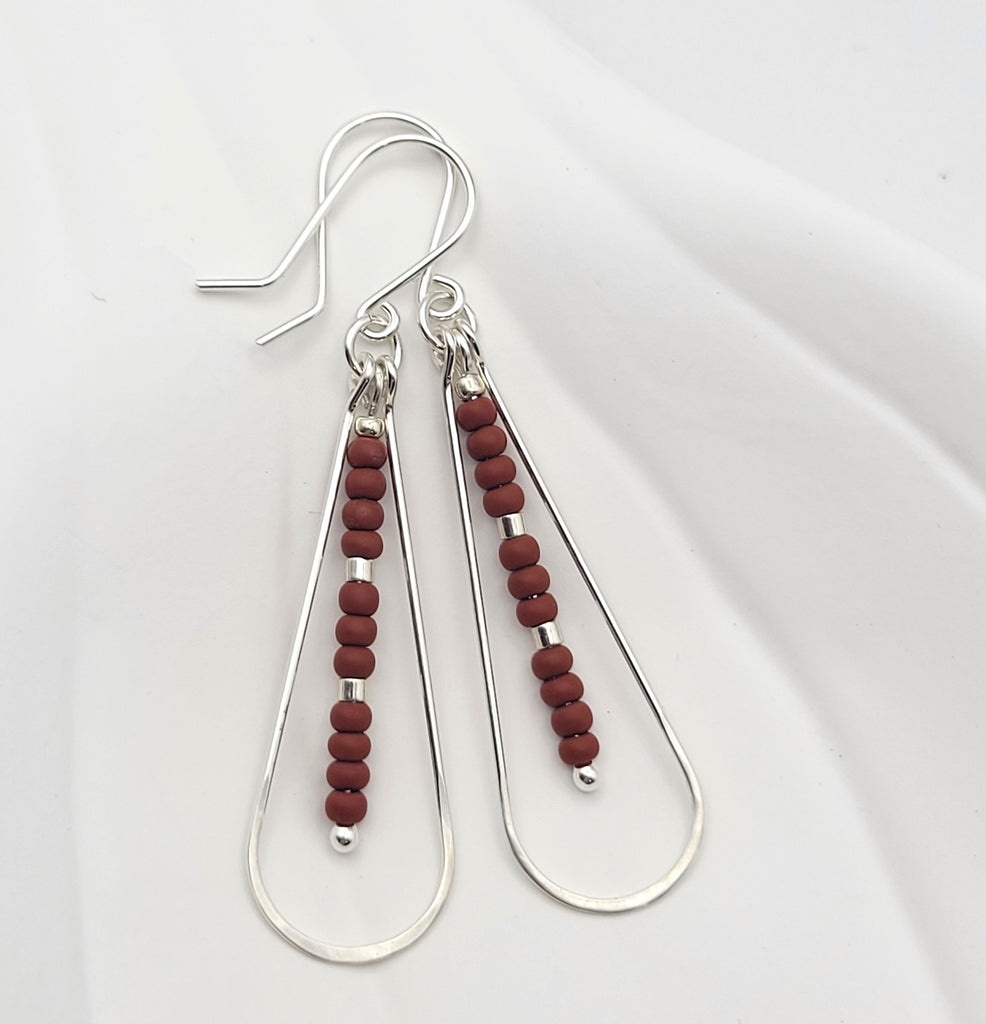 Harley - Silver & Dark Red Earrings Bijou by SAM   