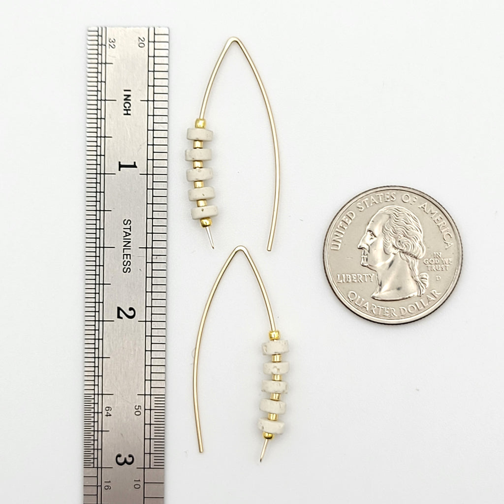 Wish - Gold and Cream Lava Stone Earrings Bijou by SAM   