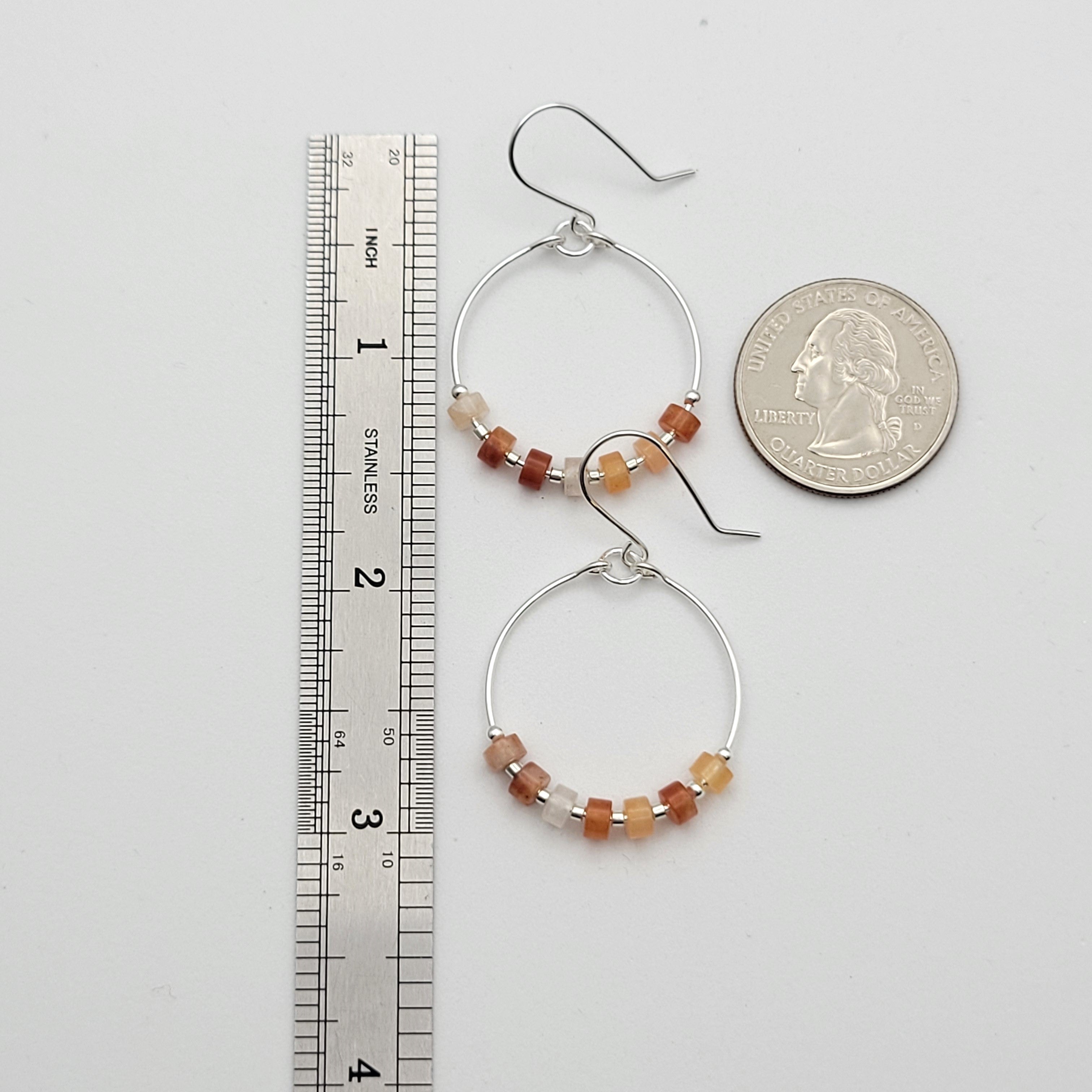 Boho - Silver with Orange Carnelian Earrings Bijou by SAM   