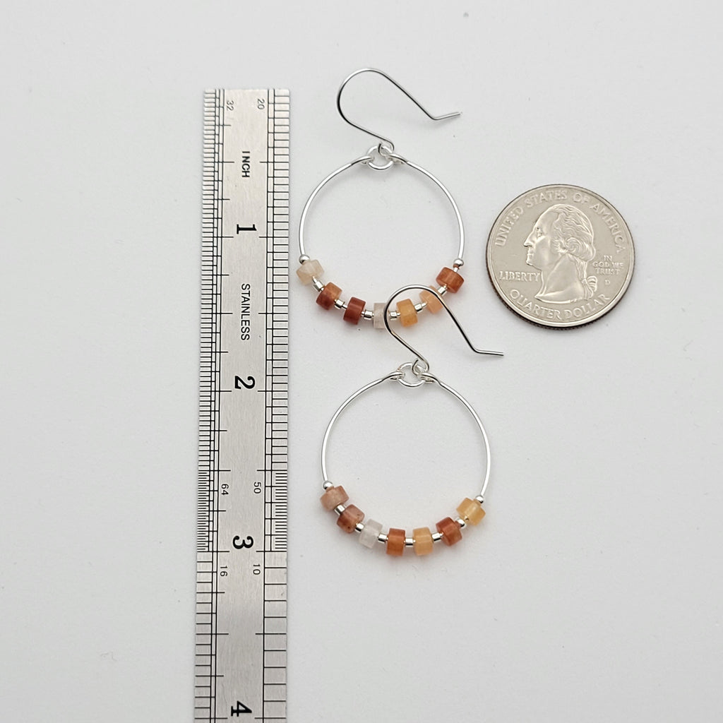 Boho - Silver with Orange Carnelian Earrings Bijou by SAM   