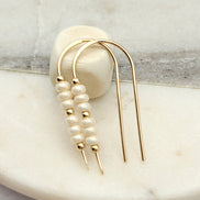 Cheval - Gold & Pearl Luster Earrings Etsy   