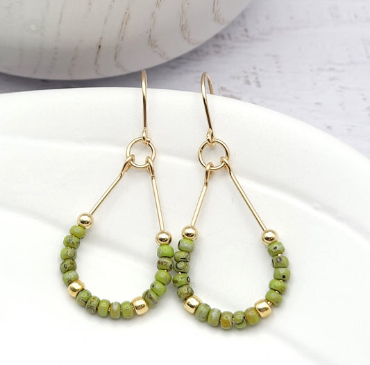 Lane - Gold & Chartreuse Earrings Bijou by SAM   