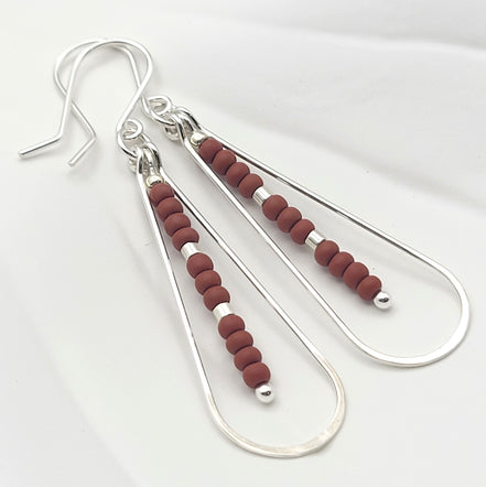 Harley - Silver & Dark Red Earrings Bijou by SAM   