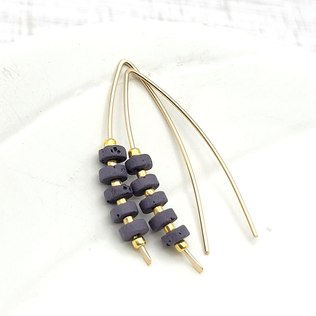 Wish - Gold and Purple Lava Stone Gift Cards Bijou by SAM   