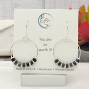 Boho - Silver with Black Jasper Earrings Bijou by SAM   
