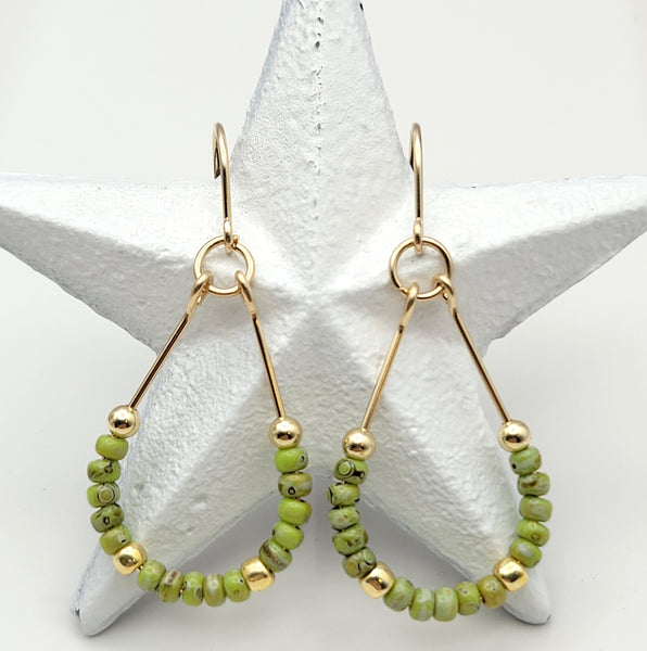 Lane - Gold & Chartreuse Earrings Bijou by SAM   